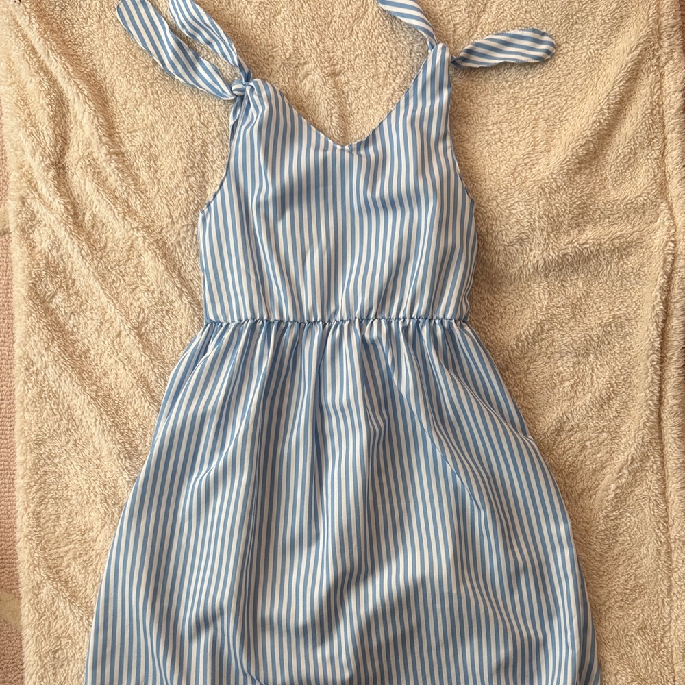 Blue and White Striped Dress